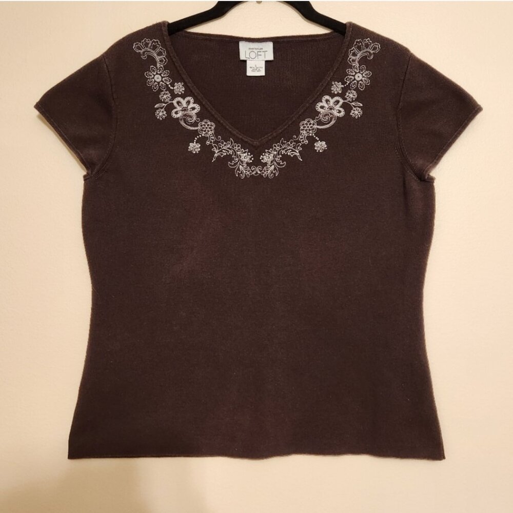 Ann Taylor LOFT Floral Embroidered Top